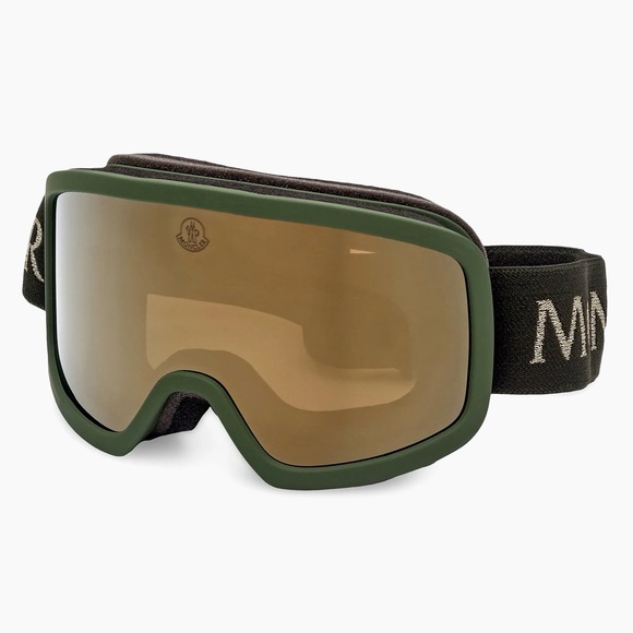 Moncler Army Green Gold Ski Snow Goggles New Never Worn W/Original Case - Picture 6 of 13